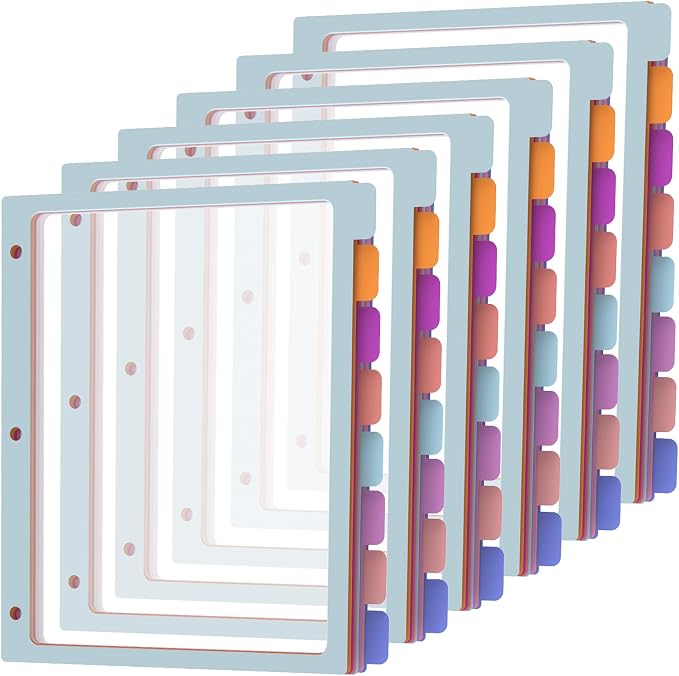 Binder Dividers with Tabs, 8 Tab Dividers by HABGP