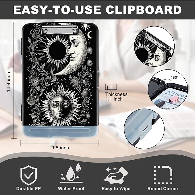 Clipboard with Storage, Heavy Duty Plastic Storage Clipboard with Low Profile - Image 3