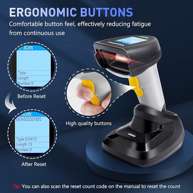 Barcode Scanner Wireless, ONEWSCAN 1D CCD Barcode Reader - Image 5