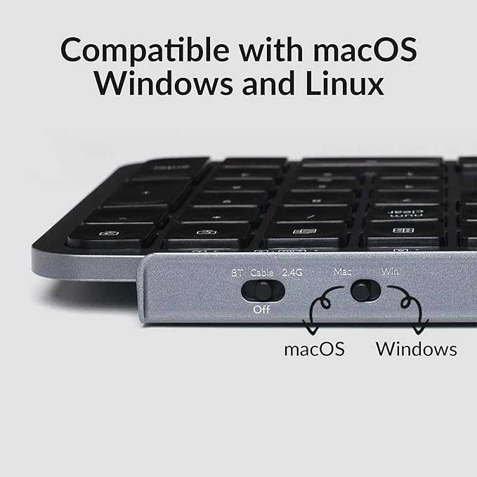 Keychron B6 Pro Ultra-Thin Wireless Keyboard, Full-Size ZMK with Numeric Keypad Quiet Typing, 2.4 GHz/Bluetooth 5.2/Wired Connection Long Battery Life, Compatible with Mac Windows Linux - Space Gray-DeskLoop Office