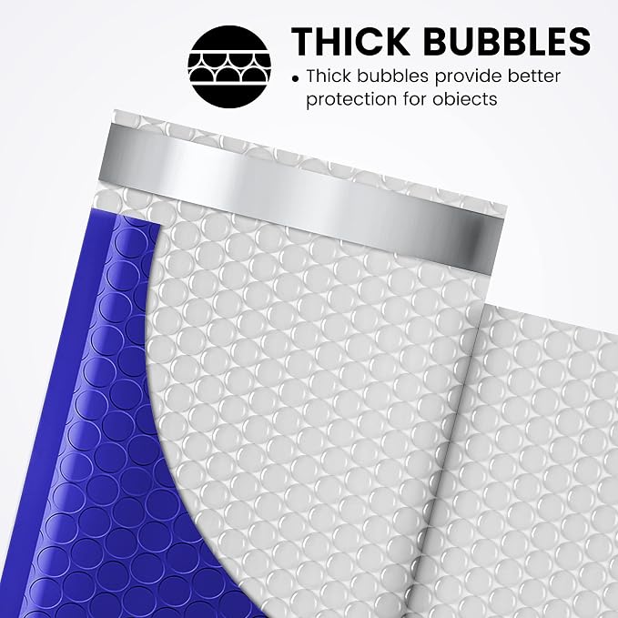 Fuxury 100 Pack 4x8" Bubble Mailers Royal Blue Shipping Padded Envelopes | - Image 3