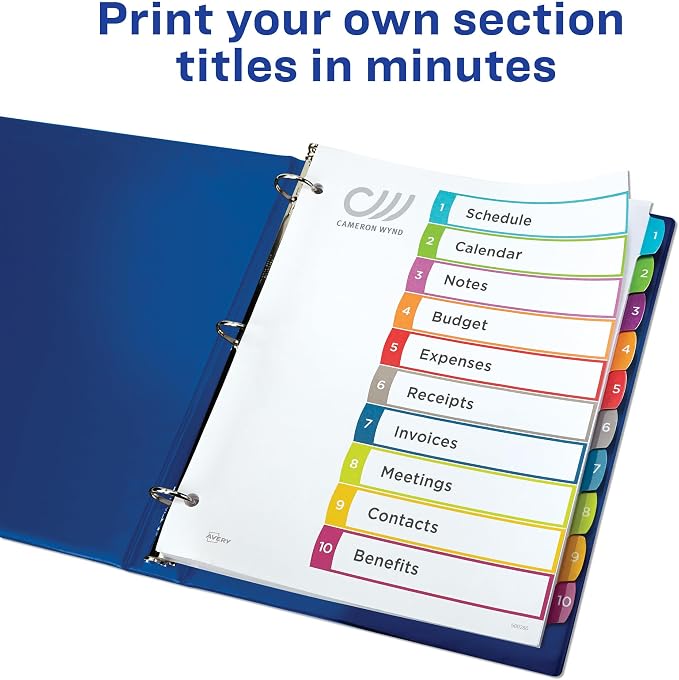Avery Dividers for 3 Ring Binders, 10 Tabs per Set, Customizable Table of - Image 2