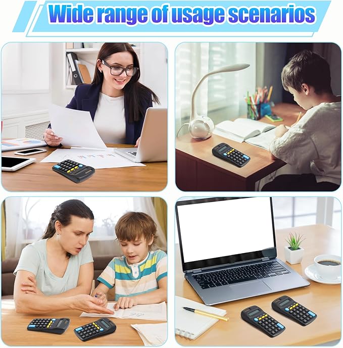 24 Pieces Pocket Calculator,Pocket Size Mini Calculators,Solar Battery Dual Power Function Calculator,8 Digit Display Basic Calculator for Students Kids Home Office(Black)-DeskLoop Office