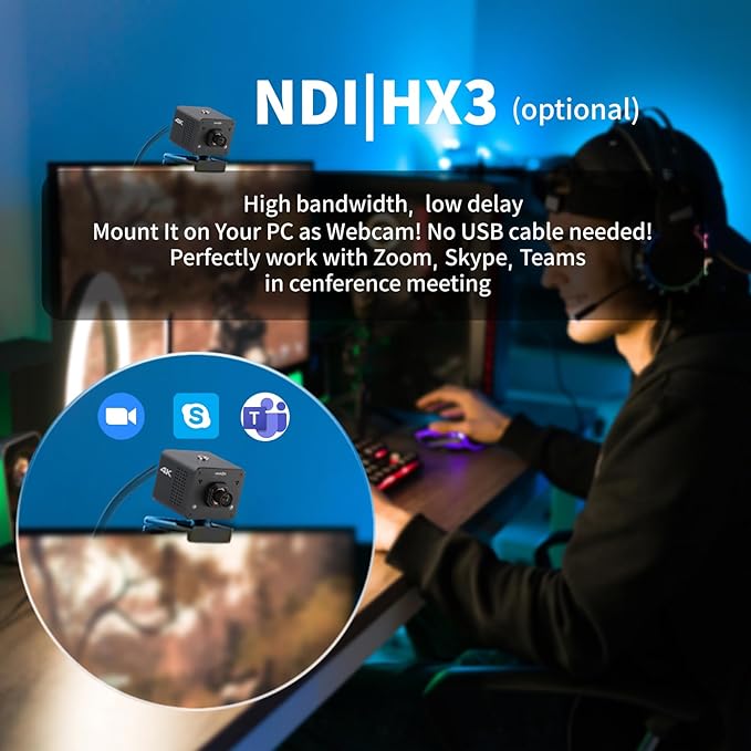 4K Native NDI|HX3 POV Box Camera PoE, Simultaneously HDMI & SDI Output, RTSP/RTMP(s)/SRT, Standalone Live Streaming to YouTube/Facebook/Twitch for Webcast, Meeting, Teaching & Gaming (M12 AF)-DeskLoop Office