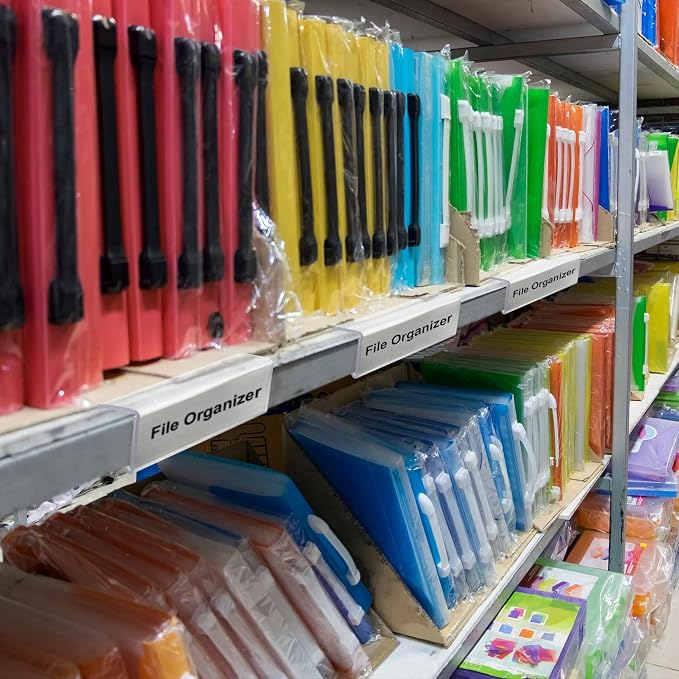 Outus Plastic Label Holder Wire Shelf Label Holder 3 x 0.875 Inches Pockets - Image 5