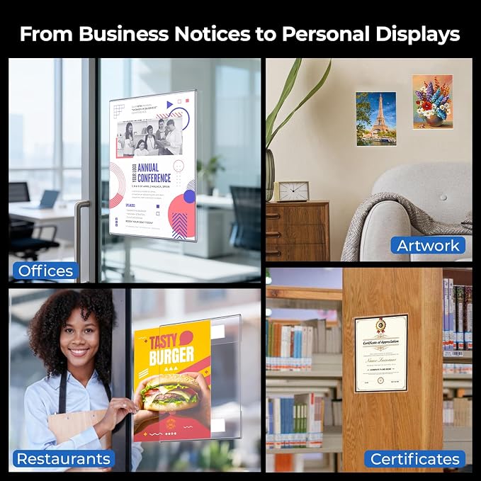 Dynta 6 Pack Acrylic Sign Holder 8.5 x 11 Wall Mount, Vertical Fly Holder - Image 7