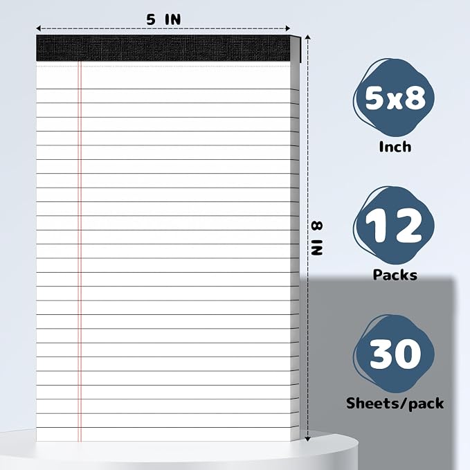 5x8 Legal Pads, Narrow Ruled 7mm Writing Pads - Image 2