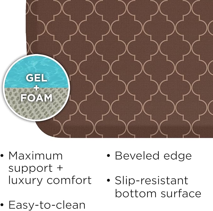 GelPro Elite Premier Anti-Fatigue Kitchen Comfort Floor Mat, 20x36", Lattice Java Stain Resistant Surface with therapeutic gel and energy-return foam for health & wellness-DeskLoop Office