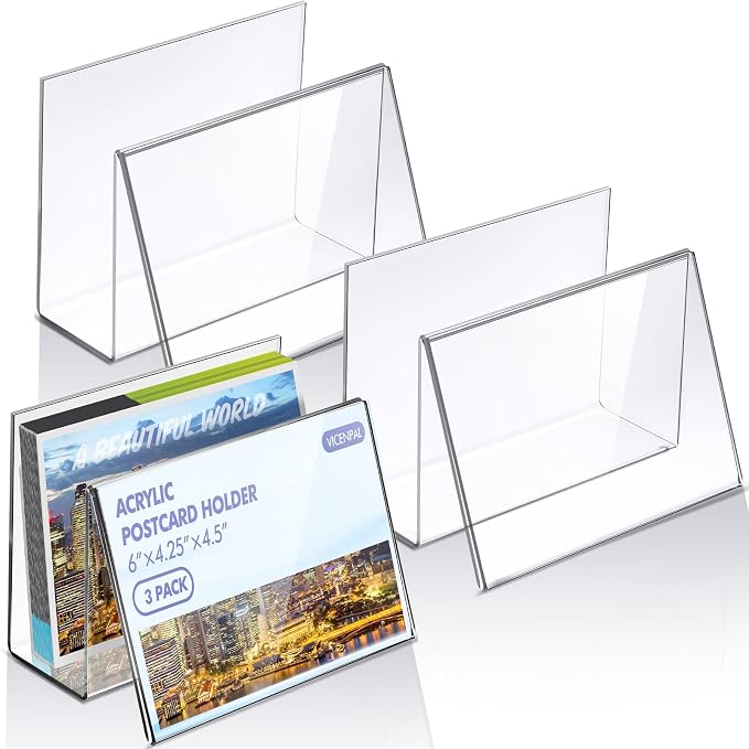 Crtiin 3 Pcs Clear Acrylic Postcard Holder Business Card Holder Greeting Card by Crtiin