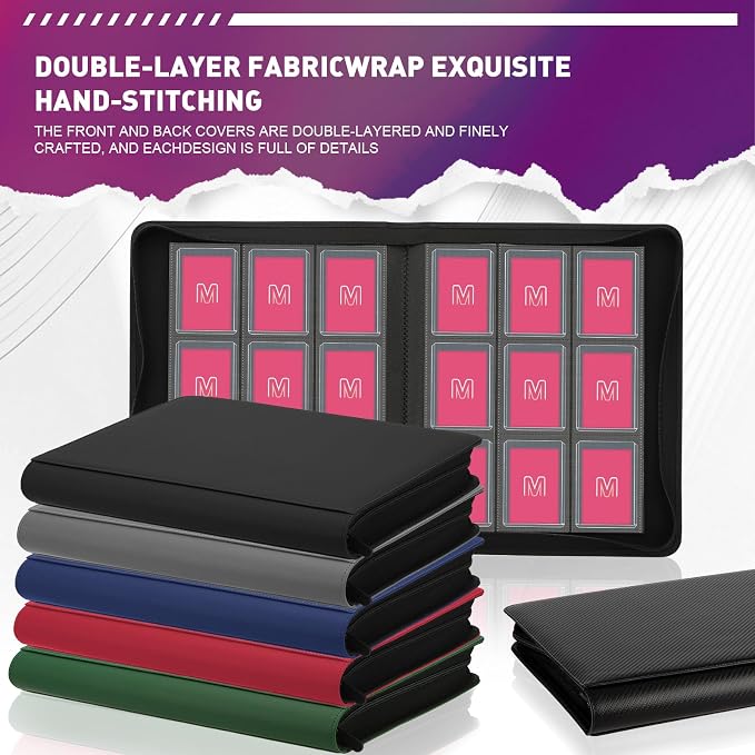Toploader Binder, Trading Card Binder Storage Hold up 288 Cards 9-Pocket Top - Image 8