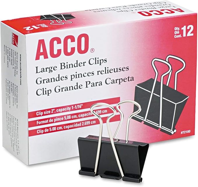 ACCO Binder Clips, 2 Boxes, 12 Clips/Box by ACCO+Brands