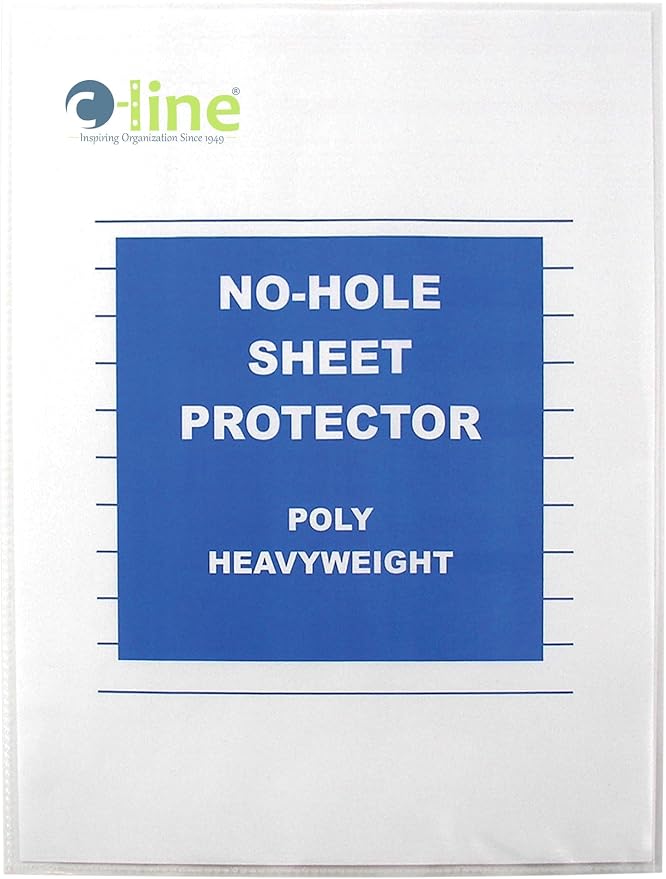C-Line Top Loading Heavyweight Poly No-Hole Sheet Protectors, 8.5 x 11 Inches by C-Line