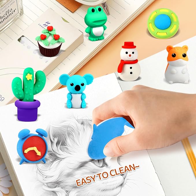 URSKYTOUS 151Pcs Animal Erasers Desk Pets - Image 7