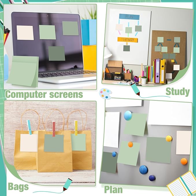 Fainne 60 Pack Sticky Notes Bulk Back to School Supplies Self Stick Note Pads Paper Memo for Office First Day of School Student Teacher Essentials (3x3inch,Fresh Color)-DeskLoop Office