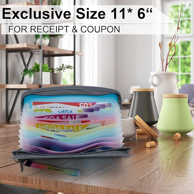 NAFY Small Accordion File Organizer, A5 Check Size 13 Pockets Coupon Receipt - Image 2