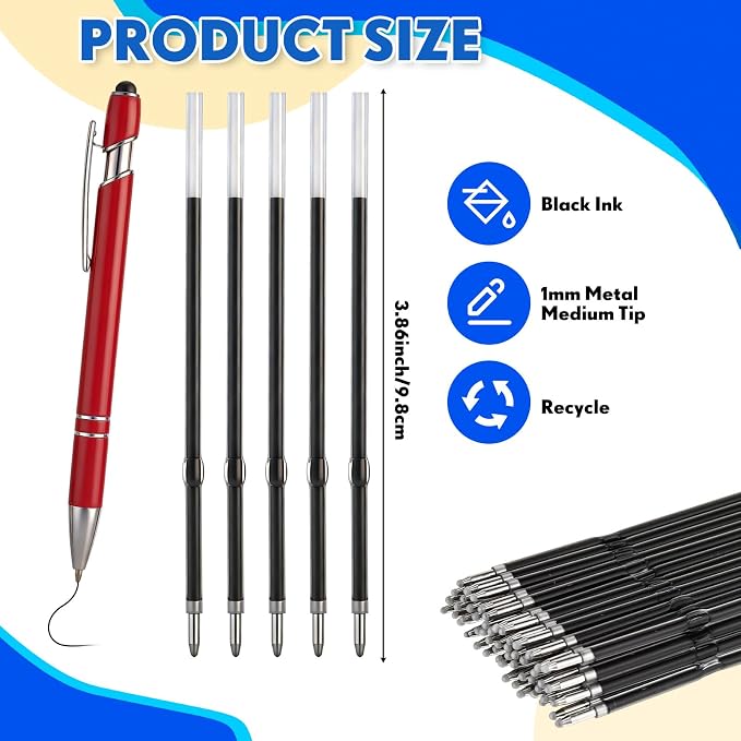 Zonon 100 Pcs 3.85 Inch Retractable Ballpoint Pen Refills Bulk - Image 2
