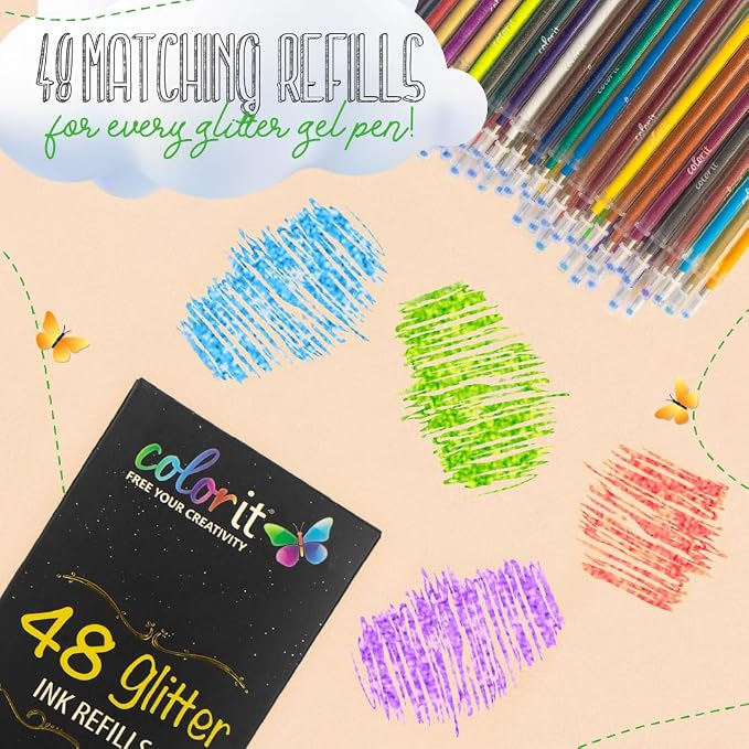 ColorIt Glitter Gel Pens for Coloring – 96 Pack - Image 6