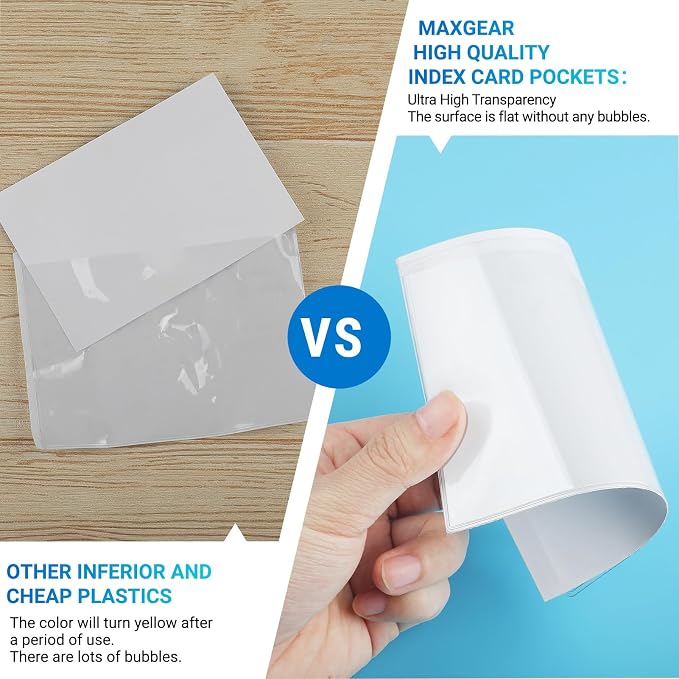 MaxGear 4" x 6" Index Card Holder, 52 Pack Label Holders - Image 3
