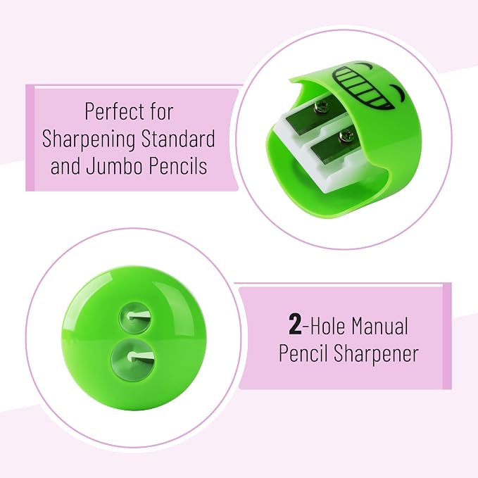 Mr. Pen- Pencil Sharpeners Manual, 12 Pack, Dual Hole, Smiley | Bulk Handheld - Image 3
