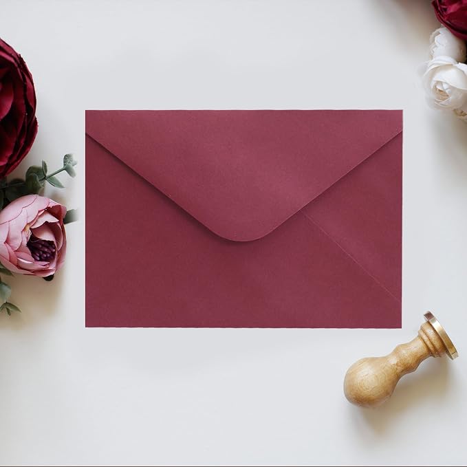 Burgundy A7 V-Flap Envelopes, 5 x 7 Inch, 50 Pack, 120gsm Paper - Image 5