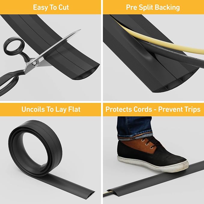 D-Line 30ft Floor Cord Cover, Floor Cable Protector, Extension Cord Cover - Image 2