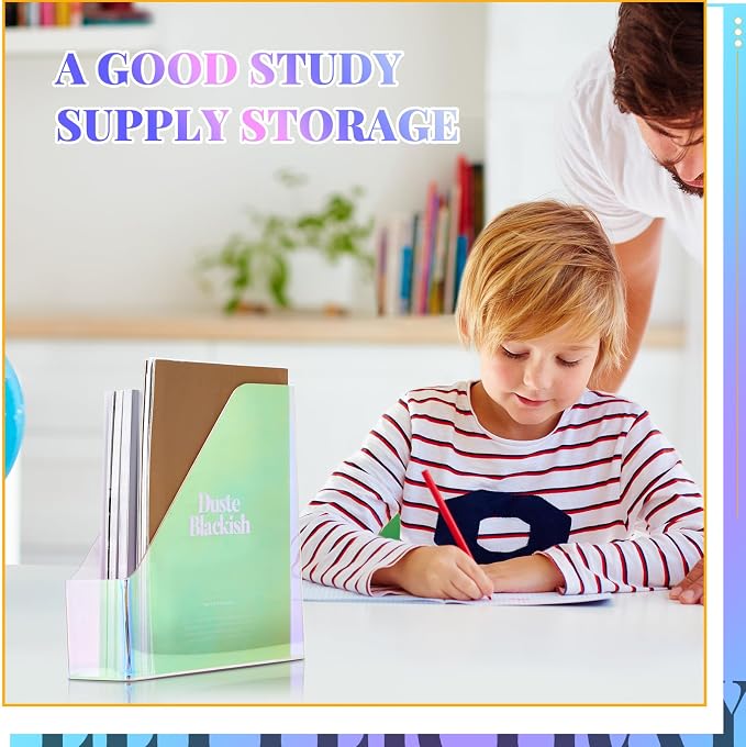 Engrowtic 2 Pcs Iridescent Vertical Magazine File Holder Acrylic Magazine - Image 4