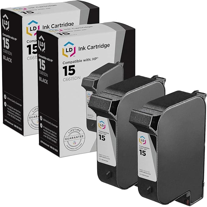 LD Products Remanufactured Ink Cartridge Replacement for HP 15 C6615DN (Black, 2-Pack) Compatible w HP Copier 310 HP Printers 810 812 812C 840 841C 842C 843 845 845C 920 920C 940 940C 940Cvr and More-DeskLoop Office