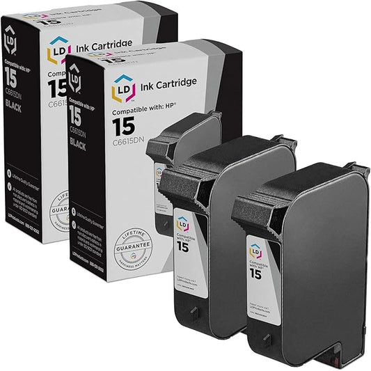 LD Products Remanufactured Ink Cartridge Replacement for HP 15 C6615DN (Black, 2-Pack) Compatible w HP Copier 310 HP Printers 810 812 812C 840 841C 842C 843 845 845C 920 920C 940 940C 940Cvr and More-DeskLoop Office