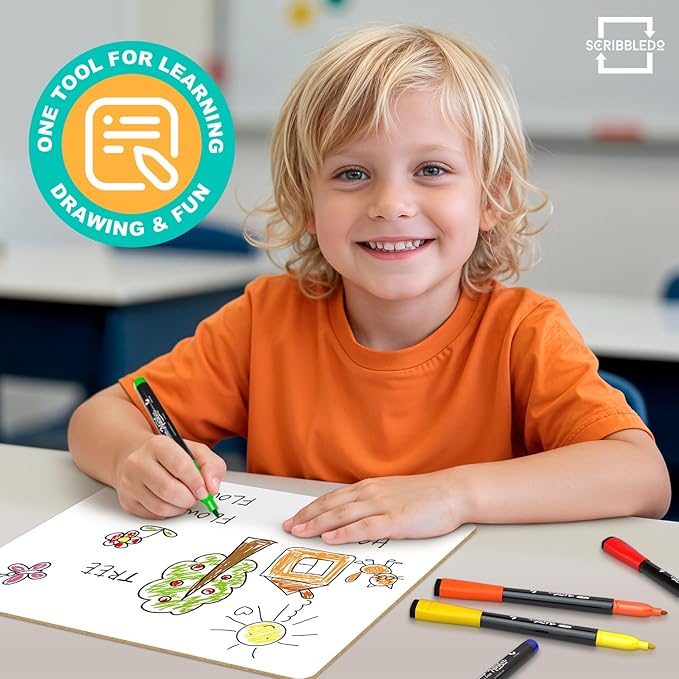 SCRIBBLEDO Small Dry Erase Boards 3 Pack 9x12 Double Sided Whiteboard | 3 - Image 3