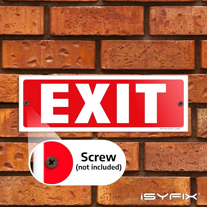 iSYFIX Exit Sign – 6 Pack 12x4 Inch – 40 mil Thick Polystyrene Plastic Sign - Image 7