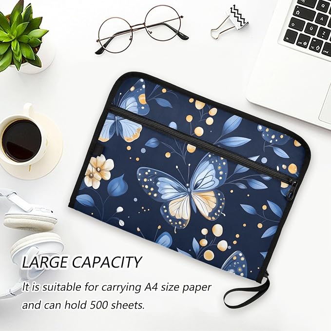 Expanding File Folder Butterfly Butterflies Blue Accordion File Organizer 13 - Image 5