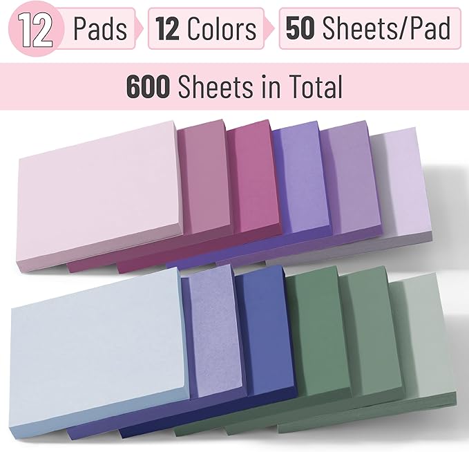 Mr. Pen- Colorful Sticky Notes, 3”x3”, 12 Pads, Mute Colors Sticky Notes Bulk, Sticky Note, Self-Stick Note Pads, Back to School Supplies-DeskLoop Office