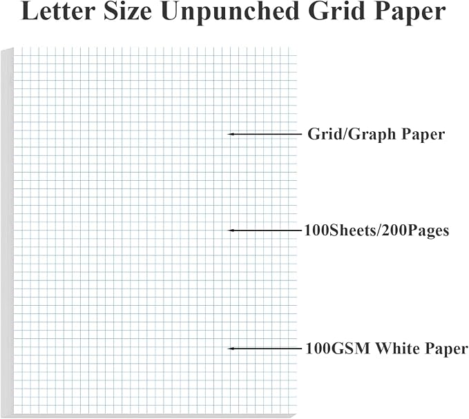 Graph Paper - A4 Unpunched Grid Paper, 100Sheets / 200Pages Double Sided - Image 2