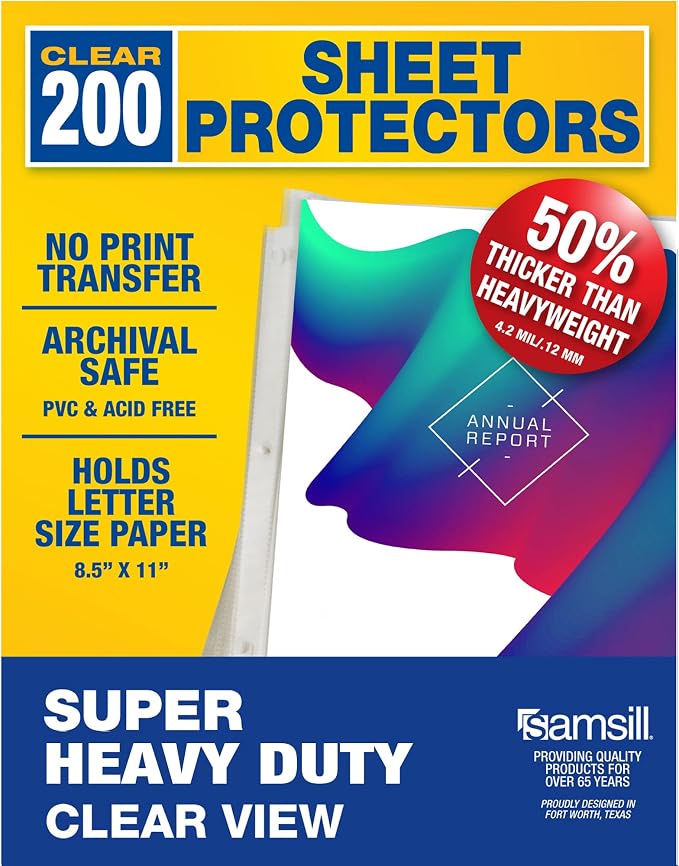 Samsill Sheet Protectors, 8.5x11 Inch Page Protectors by Samsill