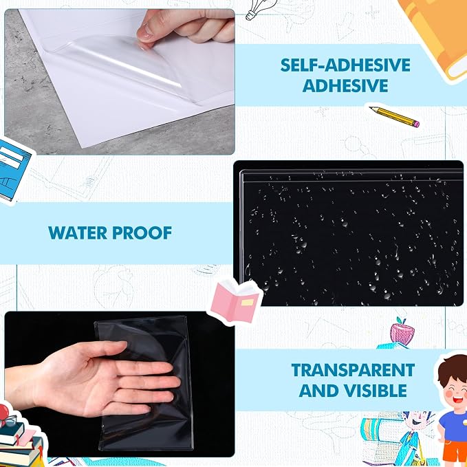 Outus 30 Pcs Self Adhesive Shop Ticket Holders Clear Plastic Sleeves Adhesive - Image 4