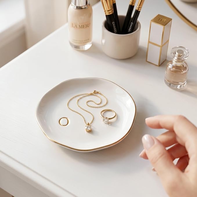 Ceramic Jewelry Tray, Personalized Initial Jewelry Dish - Image 4