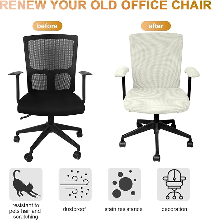 Tallew 4 Pcs Office Chair Covers Set Computer Universal Protective Stretchable - Image 4