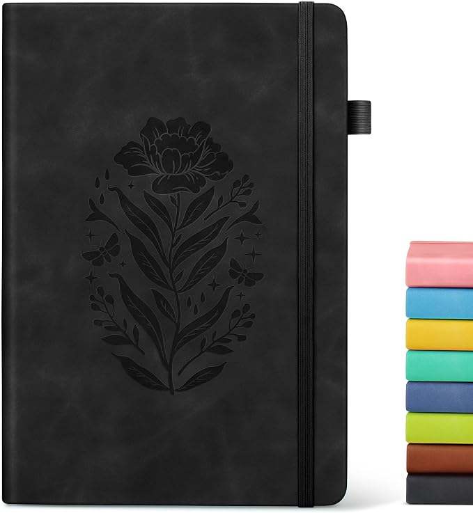 Lined Journal Notebook for Women, A5 Pink Hardcover Leather Journals for Writing by MUAHLIUB