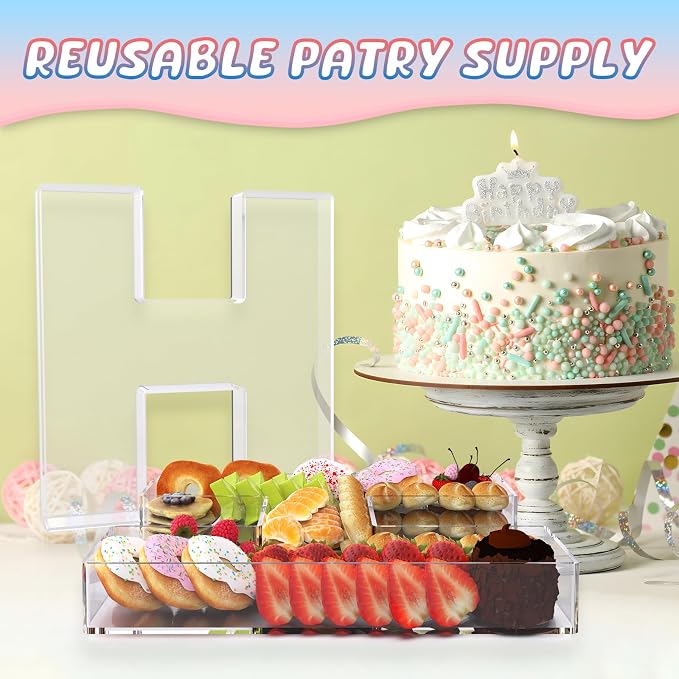 11" Acrylic Letter Charcuterie Box, Reusable Fillable Alphabet Number Shaped - Image 5