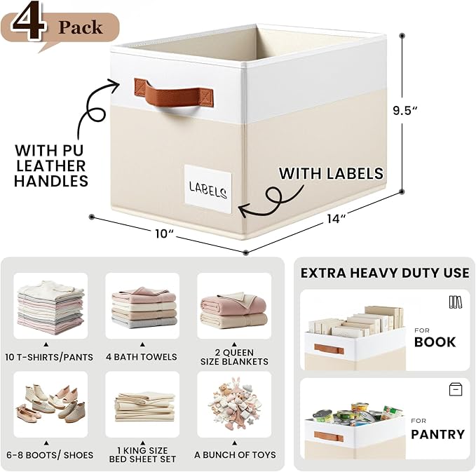 4 Pack Large Closet Storage Baskets - Image 2
