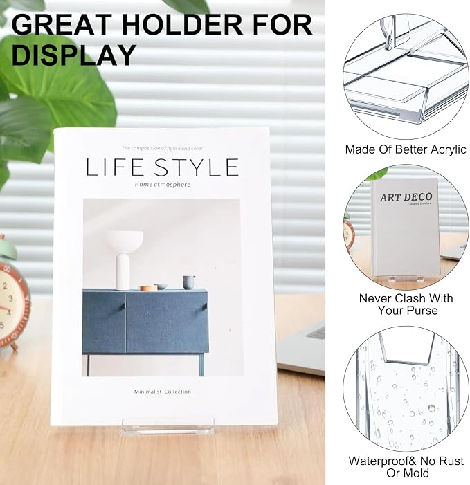 12 Pack Acrylic Book Stand for Display Adjustable Clear Display Holder Easel - Image 4