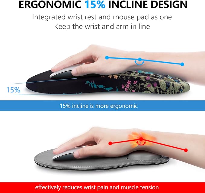 Mouse Pad Wrist Support, Laokiiy 2 in1 Keyboard Wrist Rest+ Ergonomic Mouse Pad - Image 2