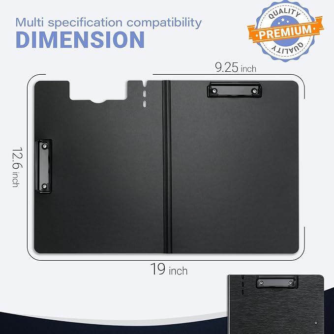 Clipboard Folder, with Dual Metal Clips, Embossed-Texture, Folding 360° Rotating - Image 7