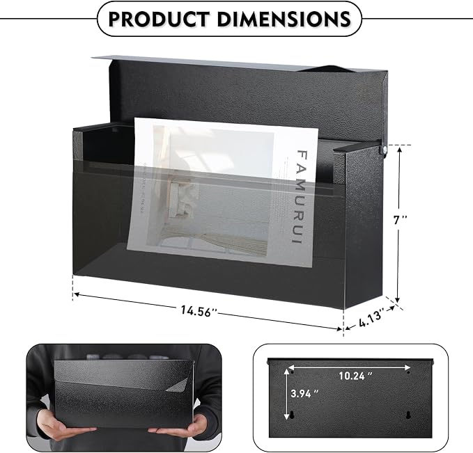 KYODOLED Wall-Mount Mailbox, Large Capacity Mail Box, Mailboxes - Image 2