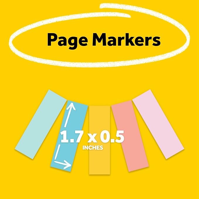 Post-it Page Markers, 0.5X 1.75 in, 5 Pads, 100 Sheets/Pad | Ideal - Image 2
