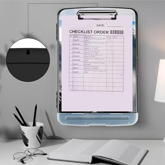 Clipboard with Storage, Heavy Duty Plastic Storage Clipboard with Low Profile - Image 4