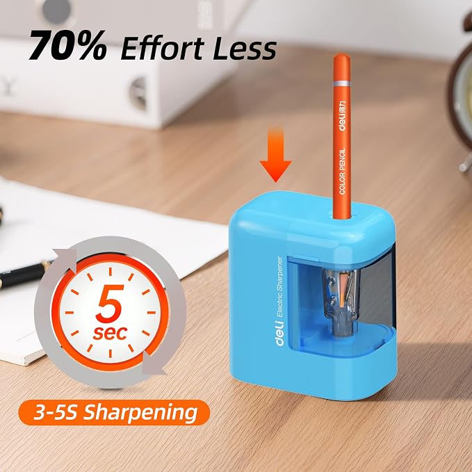 deli Electric Pencil Sharpener, Portable Pencil Sharpener - Image 2