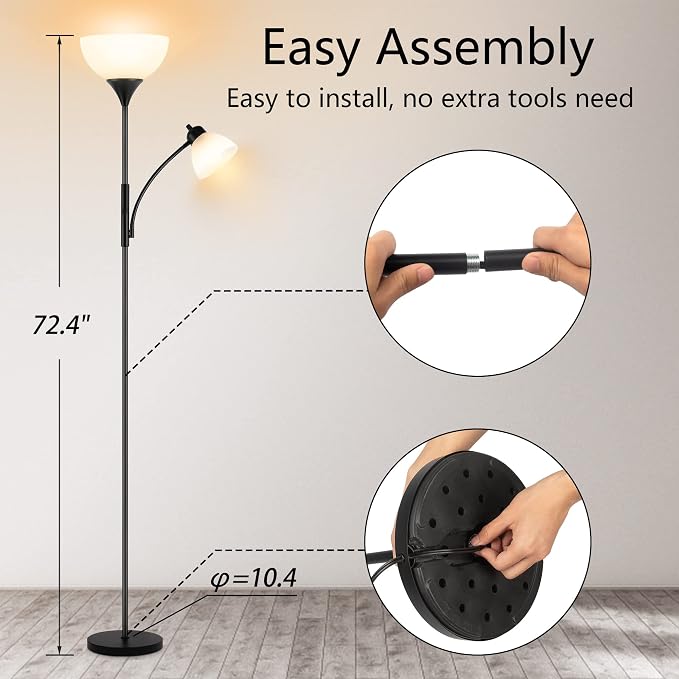 RISLG Floor Lamp, Dimmable Standing lamp, Stepless Dimming Brightness, Included - Image 3