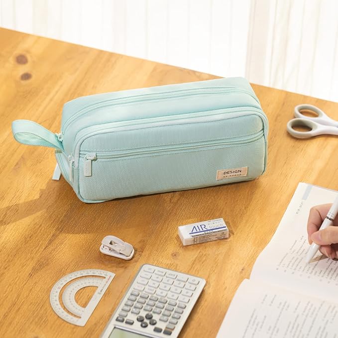 HVOMO Large Pencil Case High Capacity Holder Box Storage bag Desk Organizer Marker Pouch Pen For Middle School Office College Adult Girl and Boy(Green)-DeskLoop Office
