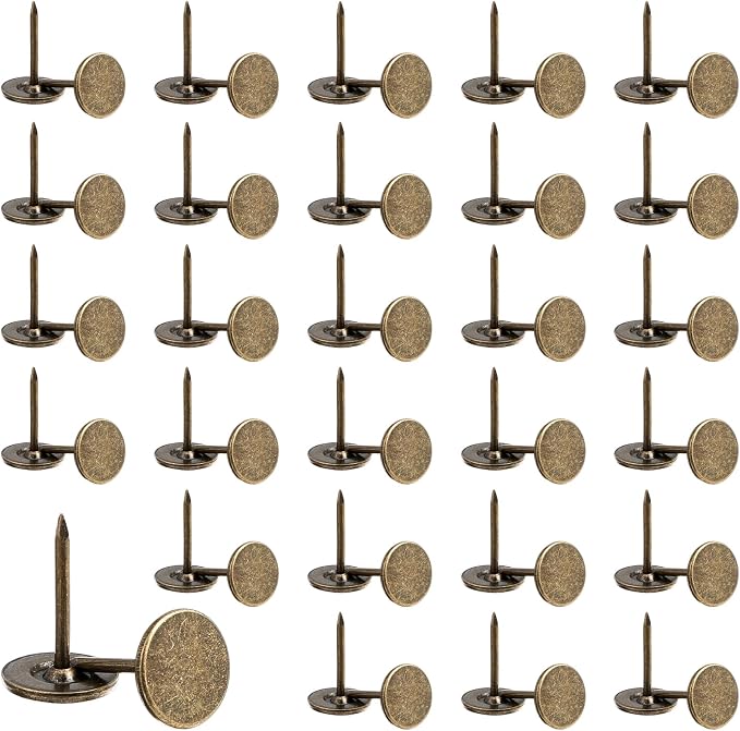 100 PCS Metal Thumb Tacks Push Pins, Heavy Duty Flat Head Thumbs Tag, by Bremorou